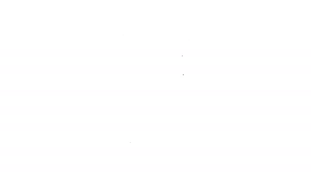 Linea nera Secchiello con icona sapone suds isolato su sfondo bianco. Ciotola con acqua. Lavare i panni, pulire le attrezzature. Animazione grafica 4K Video motion — Video Stock
