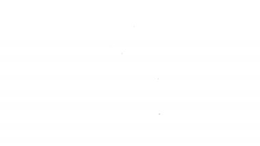 Siyah çizgi yazar kasa, beyaz arka planda izole edilmiş bir çek simgesi var. Kasiyer tabelası. Tabut sembolü. 4K Video hareketli grafik canlandırması