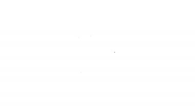 Beyaz arkaplanda siyah çizgi POS terminali ve eklenmiş kredi kartı ve yazdırılmış alıcı simgesi var. NFC ödeme konsepti. 4K Video hareketli grafik canlandırması