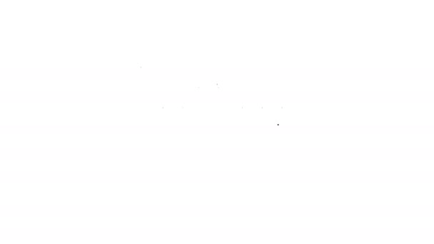 Linha preta Edifício de compras ou ícone de loja de mercado isolado no fundo branco. Construção de loja. Animação gráfica em movimento de vídeo 4K — Vídeo de Stock