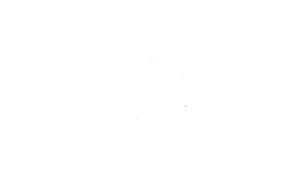 Línea negra Edificio de compras o icono de tienda de mercado aislado sobre fondo blanco. Construcción de tiendas. Animación gráfica de vídeo 4K — Vídeo de stock