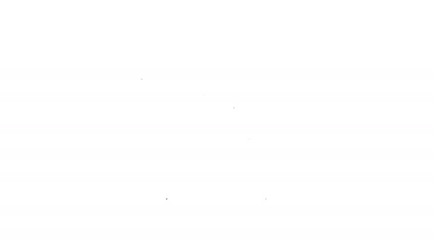Línea negra Icono de yeso de vendaje cruzado aislado sobre fondo blanco. Yeso médico, vendaje adhesivo, vendaje de tela flexible. Animación gráfica de vídeo 4K — Vídeo de stock