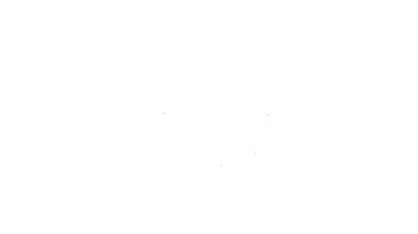 Siyah çizgi Windy hava durumu simgesi beyaz arkaplanda izole edildi. Güneşli ve rüzgarlı bir bulut. 4K Video hareketli grafik canlandırması