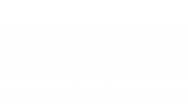 Ligne noire Nuage avec icône de pluie et de foudre isolé sur fond blanc. Précipitations de nuages de pluie avec gouttes de pluie.Icône météorologique de la tempête. Animation graphique de mouvement vidéo 4K — Video