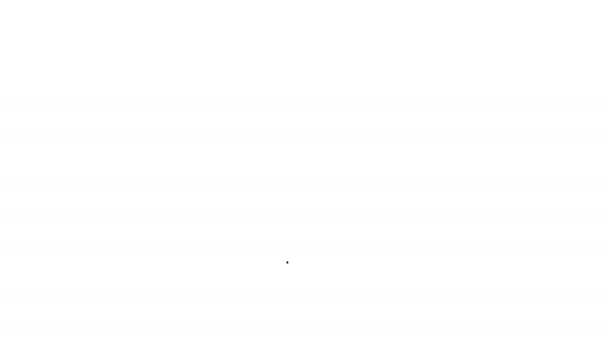 Schwarze Linie Schneeflocke Symbol isoliert auf weißem Hintergrund. 4K Video Motion Grafik Animation — Stockvideo