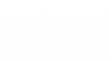 Siyah çizgi koni meteorolojisi rüzgar gülü ikonu beyaz arka planda izole edilmiş. Rüzgâr Sock rüzgarın yönünü ve gücünü gösteriyor. 4K Video hareketli grafik canlandırması