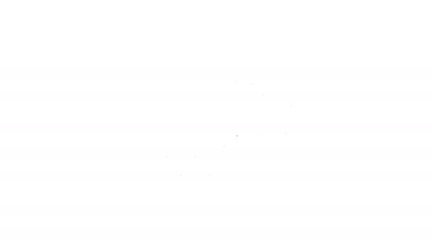 Черная линия Облачно с иконкой снега изолированы на белом фоне. Облако со снежинками. Единая икона погоды. Снежный знак. Видеографическая анимация 4K — стоковое видео