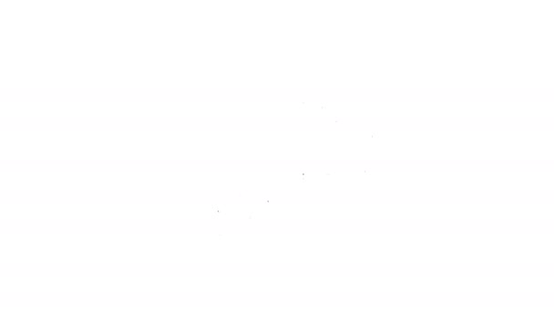 Linha preta Nublado com ícone de neve isolado no fundo branco. Nuvem com flocos de neve. Ícone meteorológico único. Sinal de nevar. Animação gráfica em movimento de vídeo 4K — Vídeo de Stock