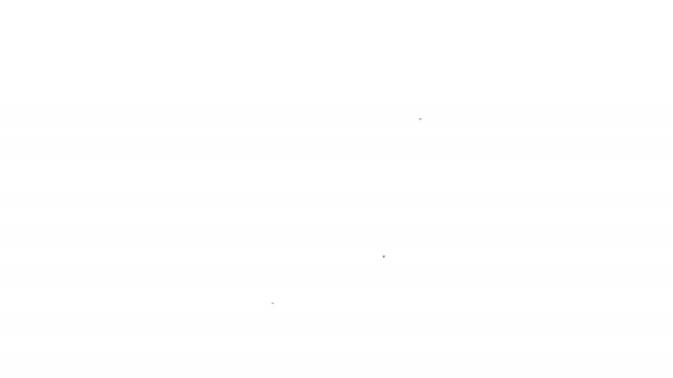 Linea nera Nuvola con icona di neve e fulmini isolata su sfondo bianco. Nuvola con fiocchi di neve. Icona del tempo singolo. Segno di neve. Animazione grafica 4K Video motion — Video Stock