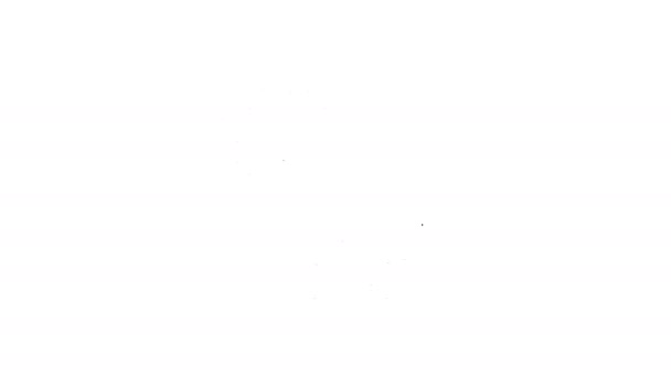 Linea nera Nuvola con neve, pioggia e icona solare isolata su sfondo bianco. Icona meteo. Animazione grafica 4K Video motion — Video Stock