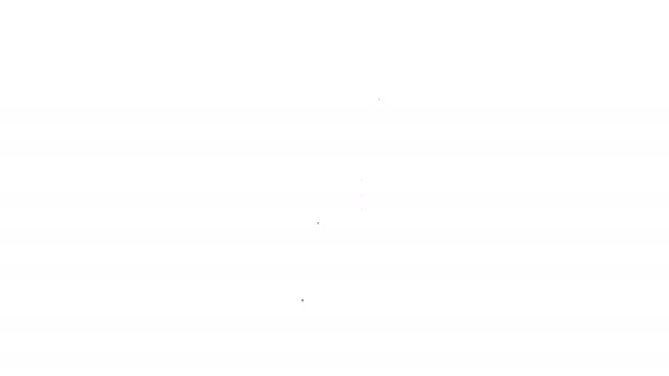 Zwarte lijn Meteorologie thermometer meten warmte en koude pictogram geïsoleerd op witte achtergrond. Thermometer apparatuur toont warm of koud weer. 4K Video motion grafische animatie — Stockvideo