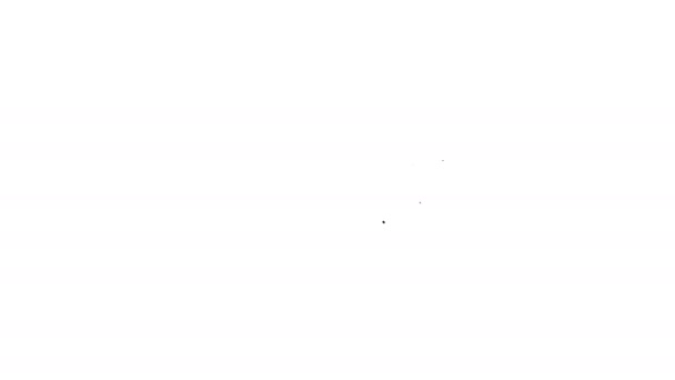 Línea negra Arco iris con icono del sol aislado sobre fondo blanco. Animación gráfica de vídeo 4K — Vídeo de stock