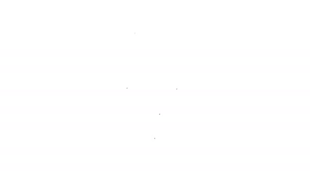Medaglia di pallacanestro linea nera con icona del nastro isolato su sfondo bianco. Animazione grafica 4K Video motion — Video Stock