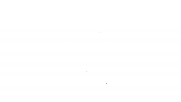 Relógio linha preta com bola de basquete dentro ícone isolado no fundo branco. Hora do basquetebol. Desporto e treino. Animação gráfica em movimento de vídeo 4K — Vídeo de Stock