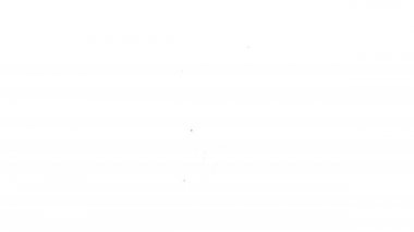 Beyaz arka planda izole edilmiş siyah çizgi basketbol madalyası. 4K Video hareketli grafik canlandırması