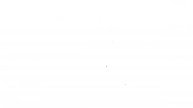 Siyah çizgi gemi simgesi beyaz arkaplanda izole edildi. 4K Video hareketli grafik canlandırması