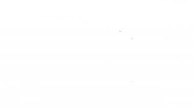 Siyah çizgi kahve makinesi ve kahve fincanı ikonu beyaz arka planda izole edilmiş. 4K Video hareketli grafik canlandırması