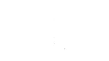 Siyah çizgi Stereo hoparlör simgesi beyaz arkaplanda izole edildi. Ses sistemi hoparlörleri. Müzik ikonu. Müzikal sütun hoparlörü. 4K Video hareketli grafik canlandırması