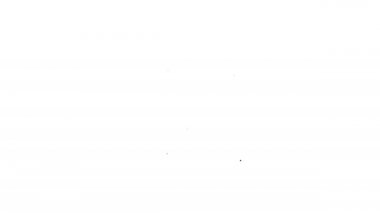 Beyaz arkaplanda siyah çizgi doğalgaz soba simgesi izole edildi. Mutfak tabelaları. Dört daire ocağı olan bir hob. 4K Video hareketli grafik canlandırması