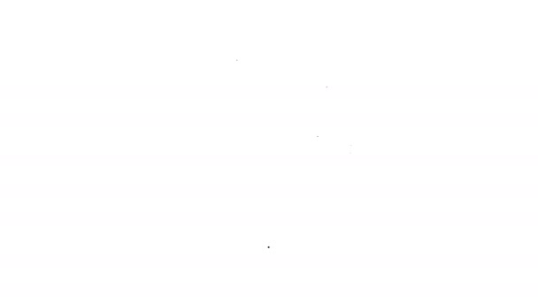 Черная линия баскетбольный мяч значок изолирован на белом фоне. Спортивный символ. Видеографическая анимация 4K — стоковое видео