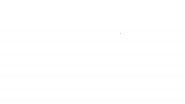 Línea negra Buque hundido en la parte inferior del icono del mar aislado sobre fondo blanco. Animación gráfica de vídeo 4K — Vídeos de Stock