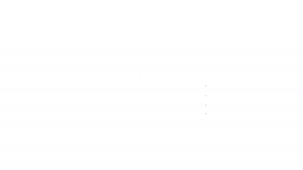 Linha preta Ícone antigo do baú do tesouro isolado no fundo branco. Vintage peito de madeira com moeda de ouro. Animação gráfica em movimento de vídeo 4K — Vídeo de Stock