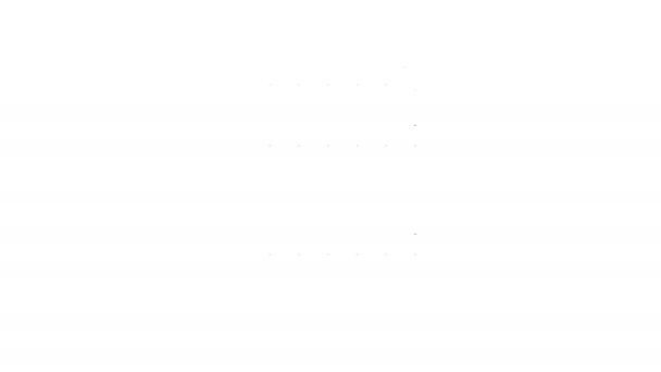 Línea negra Icono de barril de madera aislado sobre fondo blanco. Barril de alcohol, recipiente de bebida, barril de madera para cerveza, whisky, vino. Animación gráfica de vídeo 4K — Vídeos de Stock
