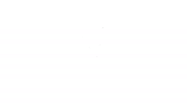 Icono de martillo neumático de construcción de línea negra aislado sobre fondo blanco. Animación gráfica de vídeo 4K — Vídeo de stock