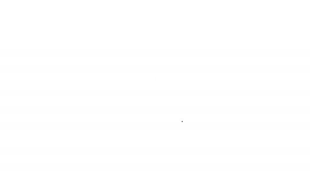 Línea negra Lámpara de araña de acero macizo con velas en icono medieval aislado sobre fondo blanco. Animación gráfica de vídeo 4K — Vídeos de Stock