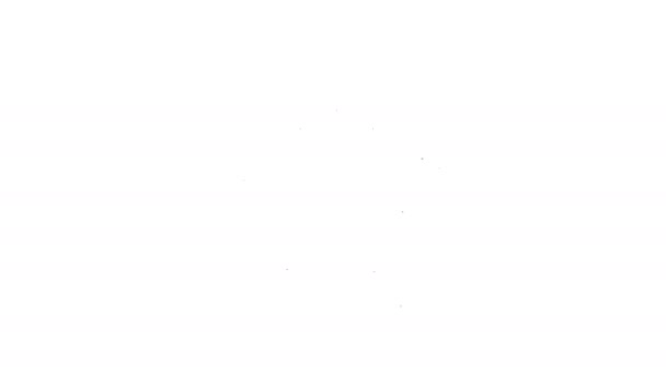 ブラックライン白の背景に隔離されたバーベキューグリルアイコン。バーベキューグリルパーティー。4Kビデオモーショングラフィックアニメーション — ストック動画