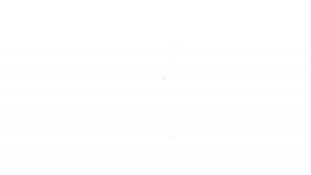 Черная линия Деревянная кружка пивной значок изолирован на белом фоне. Видеографическая анимация 4K — стоковое видео