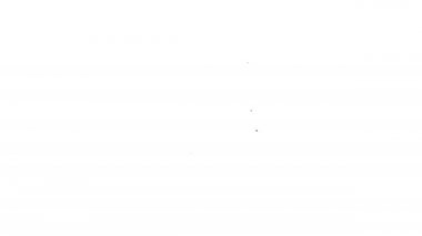 Siyah çizgi taşınabilir oyun konsolu simgesi beyaz arkaplanda izole edildi. Av alanı tabelası. Oyun konsepti. 4K Video hareketli grafik canlandırması