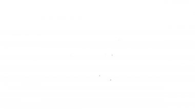 Siyah çizgi güneş sistemi simgesi beyaz arkaplanda izole edildi. Gezegenler yıldızın etrafında dönerler. 4K Video hareketli grafik canlandırması