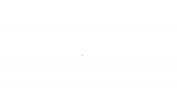 Черная линия Меч для игры значок изолирован на белом фоне. Видеографическая анимация 4K — стоковое видео