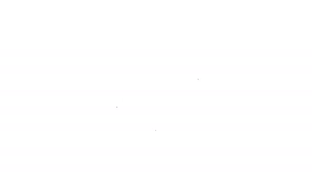 Linea nera Pianeta Saturno con icona del sistema ad anello planetario isolata su sfondo bianco. Animazione grafica 4K Video motion — Video Stock
