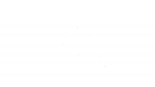 Línea negra Granja inteligente con control de drones e icono de árbol aislado sobre fondo blanco. Tecnología de innovación para la empresa agrícola. Animación gráfica de vídeo 4K — Vídeo de stock