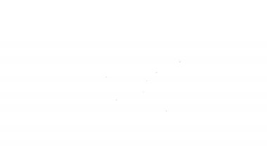 Beyaz zemin üzerinde bulutlar ve güneş ikonu olan siyah çizgi gökkuşağı. 4K Video hareketli grafik canlandırması