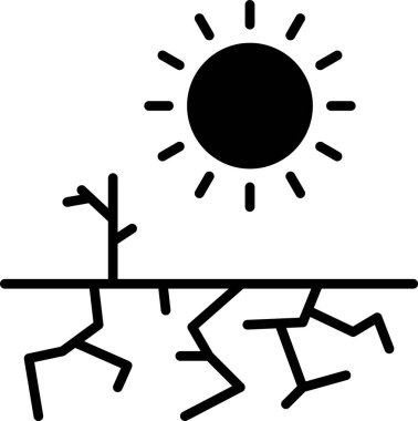 Siyah Kuraklık simgesi beyaz arkaplanda izole edildi. Vektör İllüstrasyonu