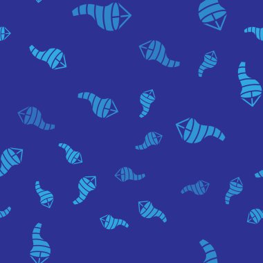 Mavi koni meteoroloji rüzgar gülü ikonu mavi arka planda izole edilmiş pürüzsüz desen. Rüzgâr Sock rüzgarın yönünü ve gücünü gösteriyor. Vektör İllüstrasyonu