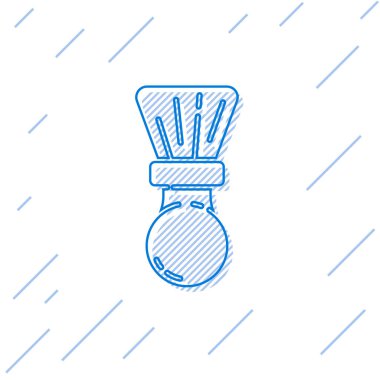 Mavi çizgi tıraş fırçası simgesi beyaz arkaplanda izole edildi. Berber dükkanı sembolü. Vektör İllüstrasyonu