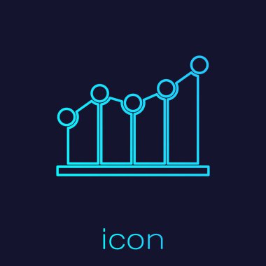 Turkuaz çizgi pasta grafiği bilgi simgesi mavi arkaplanda izole edildi. Diyagram çizelgesi. Vektör İllüstrasyonu