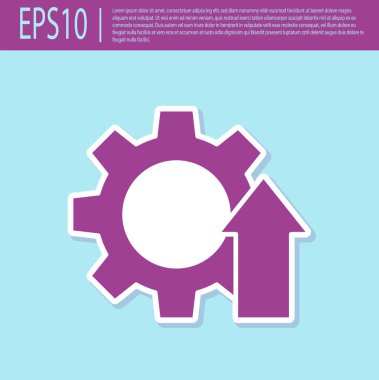 Retro mor Arrow büyüme dişlisi ikonu turkuaz arka planda izole edildi. Üretkenlik simgesi. Vektör İllüstrasyonu