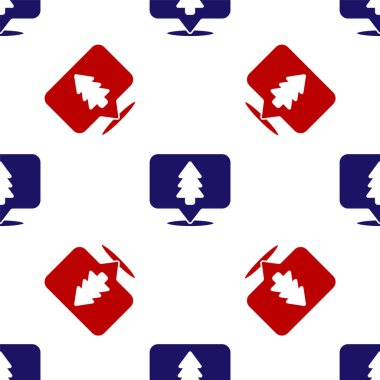 Ormanın mavi ve kırmızı konumu bir harita ikonu üzerinde izole edilmiş beyaz arka planda pürüzsüz desen. Vektör İllüstrasyonu