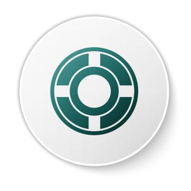 Beyaz arkaplanda yeşil kül tablası simgesi izole edildi. Beyaz daire düğmesi. Vektör İllüstrasyonu