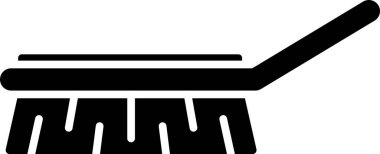 Temizlik simgesi için siyah fırça beyaz arkaplanda izole edildi. Temizlik hizmeti konsepti. Vektör İllüstrasyonu