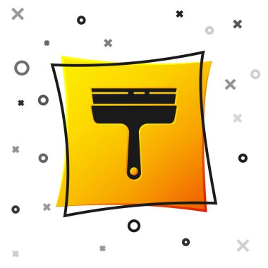 Beyaz arkaplanda izole edilmiş pencere simgesi için kauçuk temizleme hizmeti. Silecek, kazıyıcı, silecek. Sarı kare düğme. Vektör İllüstrasyonu