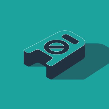 Isometric Islak zemin ve temizlik ikonu yeşil arkaplanda izole edildi. Temizlik hizmeti konsepti. Vektör İllüstrasyonu