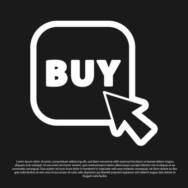 Black Buy düğmesi simgesi siyah arkaplanda izole edildi. Vektör İllüstrasyonu