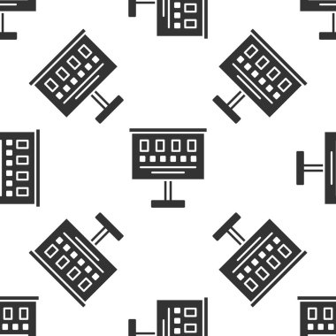 Gri Göz test çizelgesi simgesi beyaz arka planda izole edilmiş kusursuz desen. Optalmik çalışmada görme testi için bir poster. Snellen çizelgesi. Vektör İllüstrasyonu