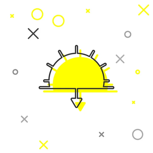 Graue Linie Sonnenuntergang Symbol Isoliert Auf Weißem Hintergrund Vektorillustration — Stockvektor